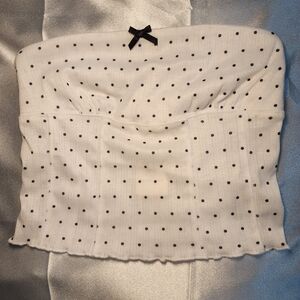 NWT Anthropologie White and Black Polka Dot Crop Top